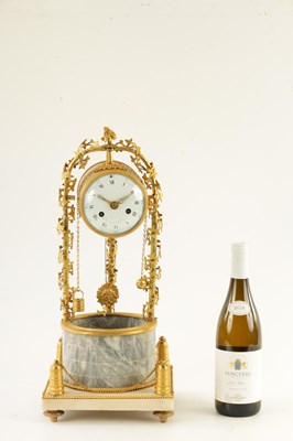 Lot 625 - JACQUES THOMAS BREANT, PARIS. AN UNUSUAL LATE 18TH CENTURY ORMOLU, GREY AND WHITE MARBLE MANTEL CLOCK