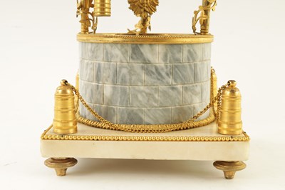 Lot 625 - JACQUES THOMAS BREANT, PARIS. AN UNUSUAL LATE 18TH CENTURY ORMOLU, GREY AND WHITE MARBLE MANTEL CLOCK