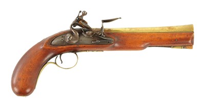 Lot 283 - W. M. HENSHAW. AN 18TH CENTURY BRASS BARRELLED FLINTLOCK BLUNDERBUSS PISTOL