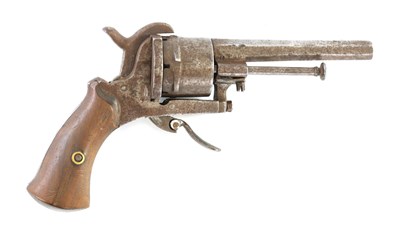 Lot 271 - A SMALL LATE 19TH CENTURY BELGIAN PINFIRE REVOLVER