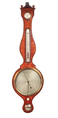 Lot 548 - TORRE & Co. 294 HOLBORN, LONDON. A GEORGE III ‘SHERATON’  SATINWOOD WHEEL BAROMETER/THERMOMETER