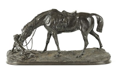 Lot 402 - PIERRE JULES MENE.  A LARGE LATE 19TH CENTURY BRONZE ANIMALIER SCULPTURE