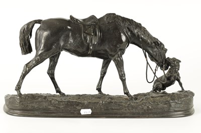 Lot 402 - PIERRE JULES MENE.  A LARGE LATE 19TH CENTURY BRONZE ANIMALIER SCULPTURE
