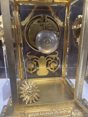 Lot 587 - DELAFONTAINE, PARIS. A 19TH CENTURY FRENCH ORMOLU FOUR GLASS MANTEL CLOCK