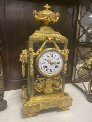 Lot 587 - DELAFONTAINE, PARIS. A 19TH CENTURY FRENCH ORMOLU FOUR GLASS MANTEL CLOCK