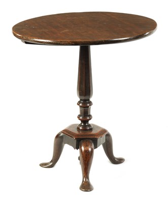 Lot 801 - AN EARLY 18TH CENTURY PRIMITIVE WALNUT TILT TOP OCCASIONAL TABLE