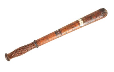 Lot 288 - AN UNUSUAL 19TH CENTURY POLICEMAN’S  TRUNCHEON WITH ENCLOSED SPIKE