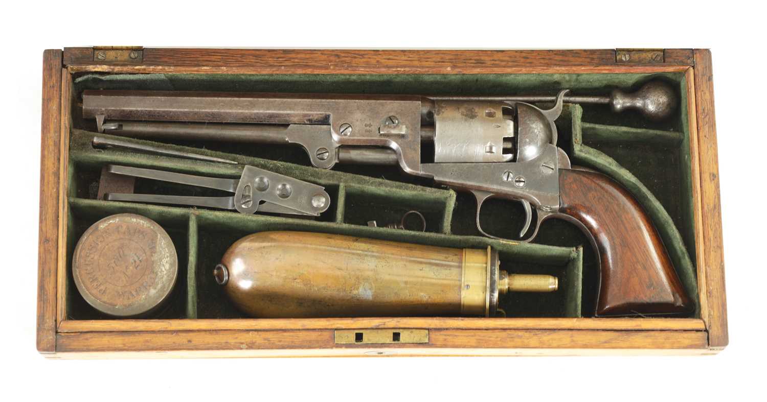 Lot 285 - A CASED COLT MODEL 1851 LONDON NAVY PERCUSSION REVOLVER.