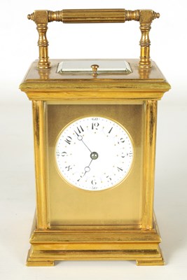 Lot 879 - A LATE 19TH CENTURY GILT BRASS REPEATING CARRIAGE CLOCK