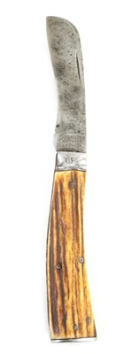 Lot 252 - A 19TH CENTURY STAG HORN PRUNING KNIFE BY W. SAYNOR