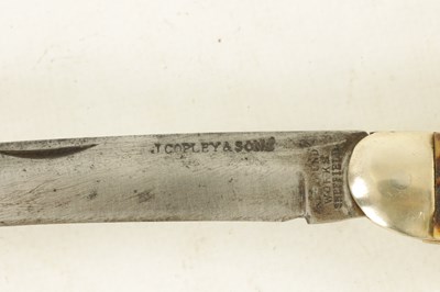 Lot 257 - A STAG HORN PEN KNIFE BY J. COPLEY & SONS TOGETHER WITH AN EBONY HANDLED PENKNIFE BY R. MARTIN