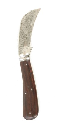 Lot 254 - A 19TH CENTURY MAHOGANY HANDLED PRUNING KNIFE BY W. SAYNOR, SHEFFIELD.