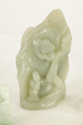 Lot 235 - A SELECTION OF 13 GREEN JADE CARVINGS
