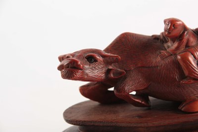 Lot 254 - A 19TH CENTURY CARVED WOOD WATER BUFFALO