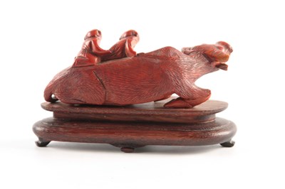 Lot 254 - A 19TH CENTURY CARVED WOOD WATER BUFFALO