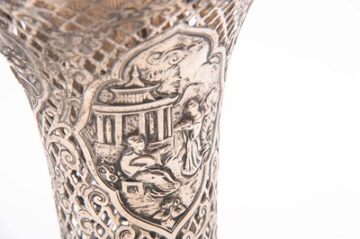 Lot 86 - A LARGE 19TH CENTURY CHINESE PIERCED SILVER VASE