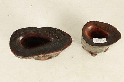 Lot 281 - TWO CHINESE CARVED HORN LIBATION CUPS