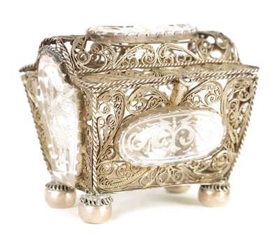 Lot 350 - A 19TH CENTURY CONTINENTAL SILVER METAL FILIGREE WORK CASKET