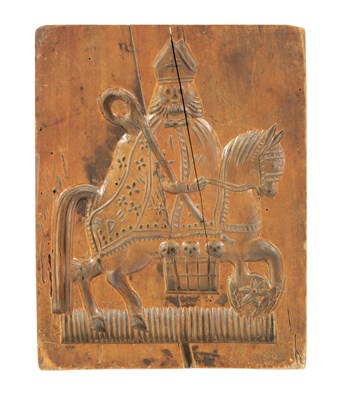 Lot 655 - A 19TH CENTURY GINGERBREAD MOULD DEPICTING A BISHOP ON HORSEBACK