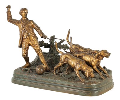 Lot 831 - ALFRED DUBUCAND. A 19TH CENTURY FRENCH GILT AND PATINATED BRONZE SCULPTURE