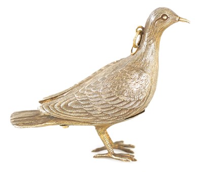 Lot 203 - A LATE 19TH CENTURY NOVELTY SILVER BIRD CLOCK
