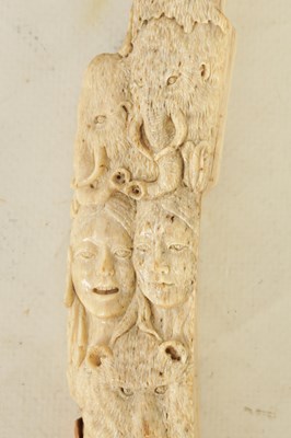 Lot 260 - A 19TH CENTURY NATIVE AMERICAN CARVED BONE TOTEM SHAPED DAGGER