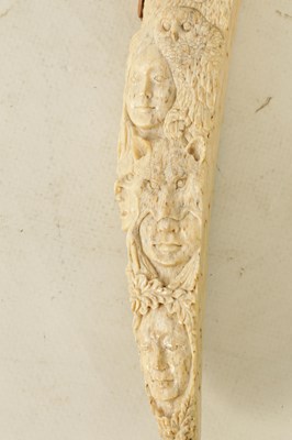 Lot 260 - A 19TH CENTURY NATIVE AMERICAN CARVED BONE TOTEM SHAPED DAGGER