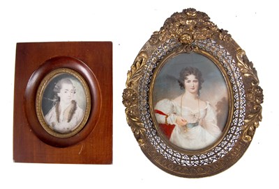 Lot 420 - TWO 19TH CENTURY MINIATURE PORTRAITS ON IVORY...