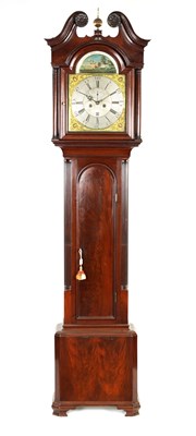 Lot 627 - JOSHUA HORROCKS, LANCASTER. A GEORGE III  FLAMED MAHOGANY EIGHT-DAY LONGCASE  CLOCK