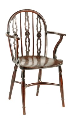 Lot 1233 - A 19TH CENTURY YEW-WOOD WINDSOR CHAIR