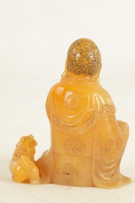Lot 90 - A 19TH CENTURY CHINESE CARVED SOAPSTONE FIGURE