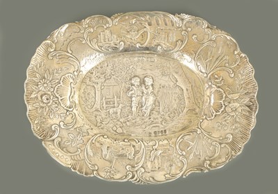 Lot 245 - A 19TH CENTURY CONTINENTAL SILVER ROCOCO SHALLOW DISH