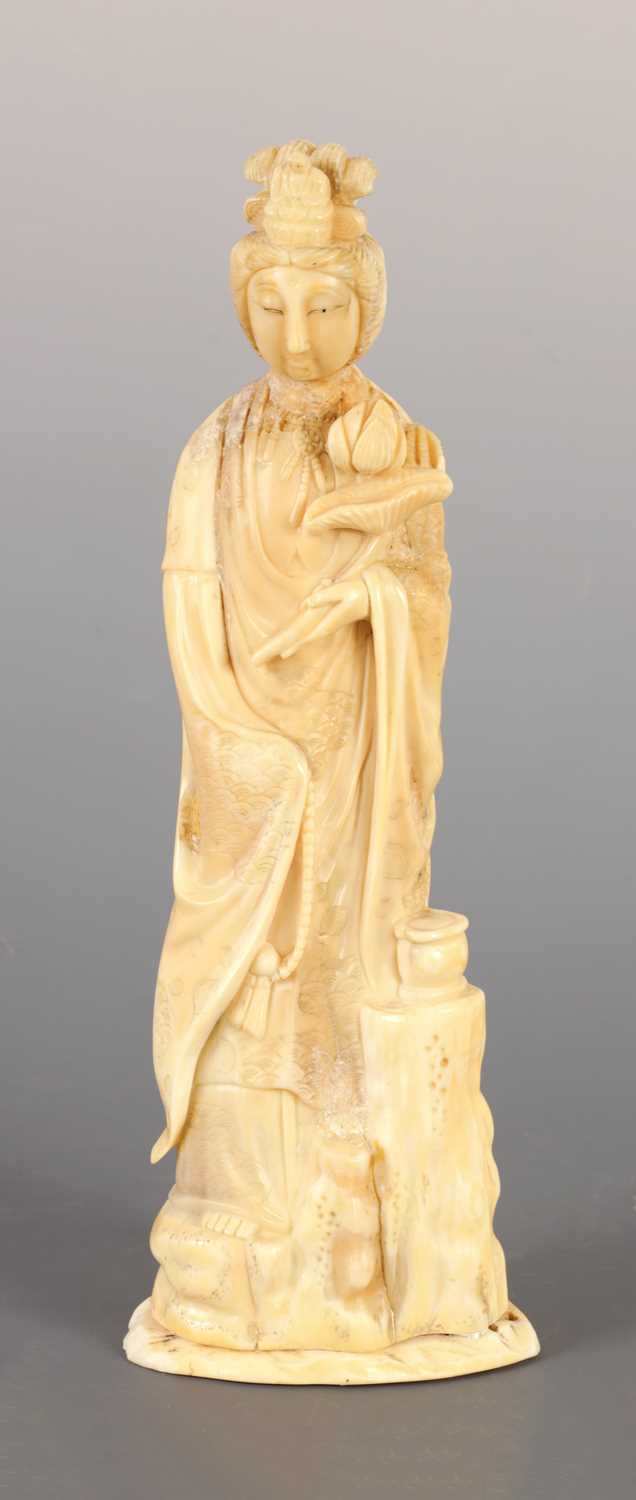 Lot 6 - A LATE 19th CENTURY CHINESE IVORY SCULPTURE