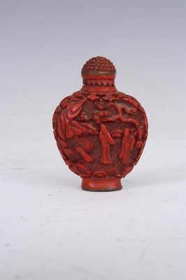 Lot 245 - A CHINESE CINNABAR SNUFF BOTTLE