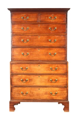 Lot 663 - A GEORGE III MAHOGANY CHEST ON CHEST