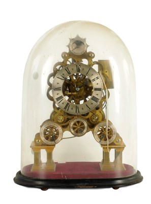 Lot 620 - A VERY RARE EARLY 20TH CENTURY ENGLISH DOUBLE FUSEE TIDAL SKELETON CLOCK WITH CALENDAR