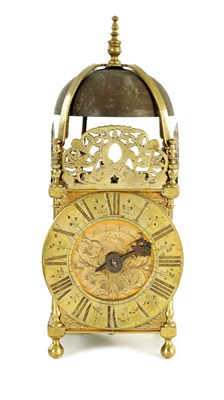 Lot 607 - WILLIAM SELWOOD, LONDON. A LATE 17TH/EARLY 18TH CENTURY BRASS  HOOK AND SPIKE LANTERN CLOCK