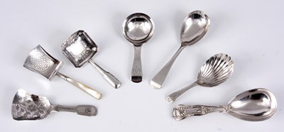 Lot 241 - A COLLECTION OF SEVEN SILVER CADDY SPOONS
