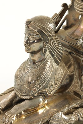 Lot 411 - A FINE LATE 19TH CENTURY ELKINGTON AND CO. CAST SILVER PLATED TABLE CENTRE PEICE AND BOWL IN THE EGYPTIANESQUE STYLE