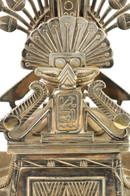 Lot 411 - A FINE LATE 19TH CENTURY ELKINGTON AND CO. CAST SILVER PLATED TABLE CENTRE PEICE AND BOWL IN THE EGYPTIANESQUE STYLE