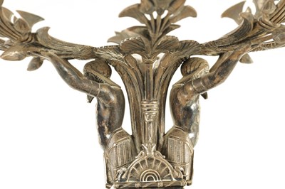 Lot 411 - A FINE LATE 19TH CENTURY ELKINGTON AND CO. CAST SILVER PLATED TABLE CENTRE PEICE AND BOWL IN THE EGYPTIANESQUE STYLE