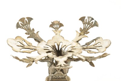 Lot 411 - A FINE LATE 19TH CENTURY ELKINGTON AND CO. CAST SILVER PLATED TABLE CENTRE PEICE AND BOWL IN THE EGYPTIANESQUE STYLE