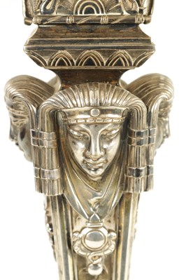 Lot 411 - A FINE LATE 19TH CENTURY ELKINGTON AND CO. CAST SILVER PLATED TABLE CENTRE PEICE AND BOWL IN THE EGYPTIANESQUE STYLE