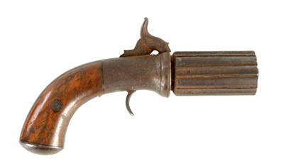 Lot 278 - AN EARLY 19TH CENTURY PEPPERBOX PERCUSSION POCKET PISTOL