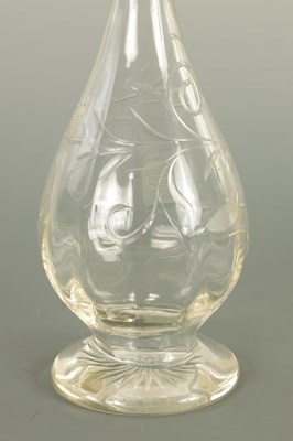 Lot 1 - A STYLISH EDWARDIAN STOURBRIDGE CUT GLASS TALL SILVER MOUNTED LIQUER DECANTER AND STOPPER