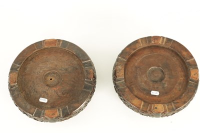 Lot 96 - A PAIR OF 18TH CENTURY CHINESE CARVED HARDWOOD VASE STANDS OF LARGE SIZE