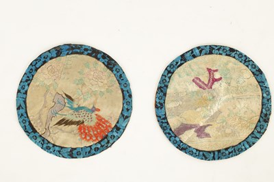 Lot 104 - A COLLECTION OF 19 CHINESE COLOURFUL SILK EMBROIDERED CIRCULAR AND OTHER PANELS
