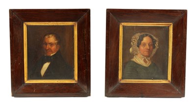 Lot 753 - A PAIR OF 19TH CENTURY PORTRAITS, OILS ON BOARD.