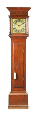 Lot 562 - GEORGE STEEVENS, HINDON. AN 18TH CENTURY OAK 30HR LONGCASE CLCOK OF SMALL PROPORTIONS