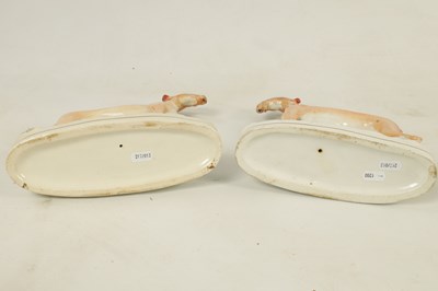 Lot 147 - A LARGE PAIR OF 19TH CENTURY STAFFORDSHIRE GREYHOUNDS